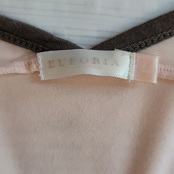 Euforia Bamboo Rayon Peach V-Neck Short Sleeve Top Womens Size L - Picture 7 of 10